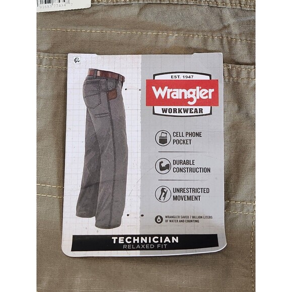 NWT Wrangler Workwear Technician Pants Men's 42x30 Brown Relaxed Fit Straight‎ - Picture 5 of 8